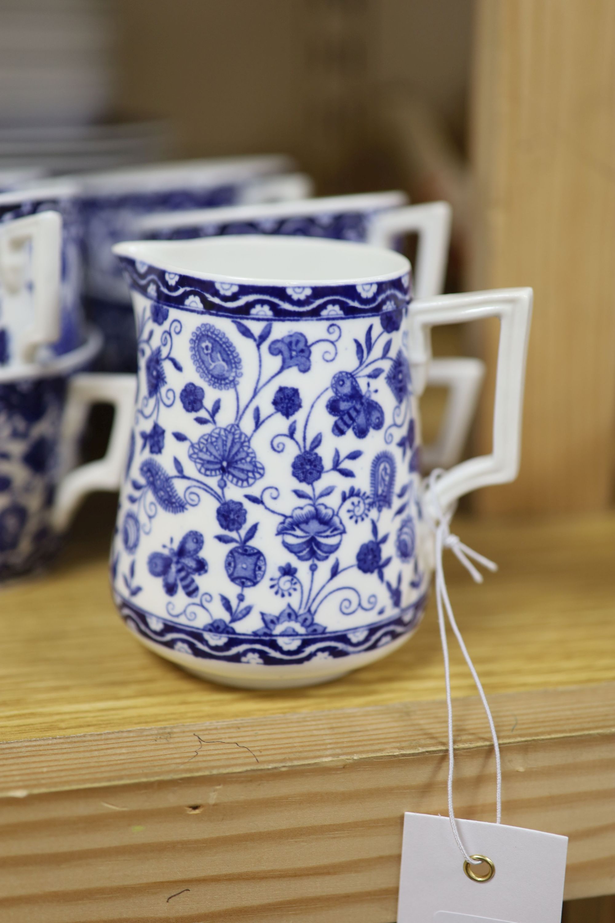 A group of Royal Crown Derby Wilmot blue and white coffee and tea wares